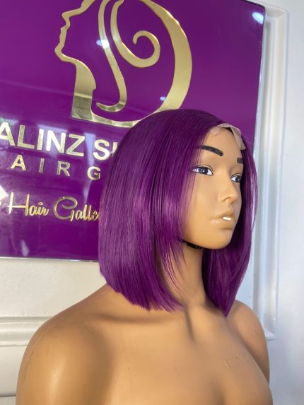 10” purple Bob wig